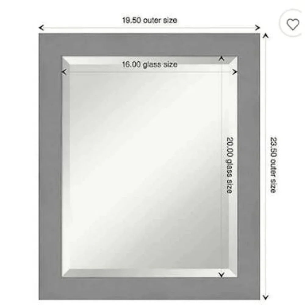 Amanti Art Brushed Nickel Framed Bathroom Vanity Mirror, Size 40x30